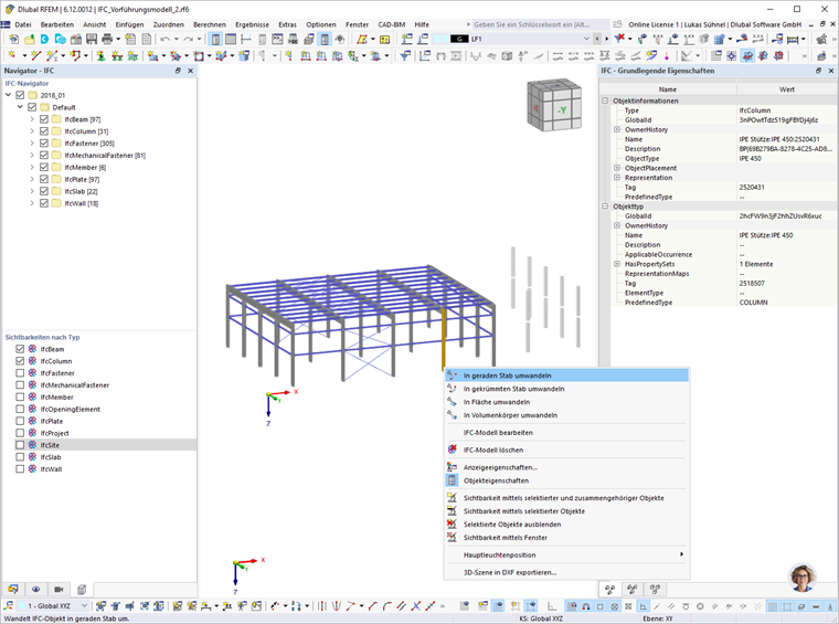 KB 001797 | Konvertierung der IFC Objekte in Stäbe, Flächen oder Volumen