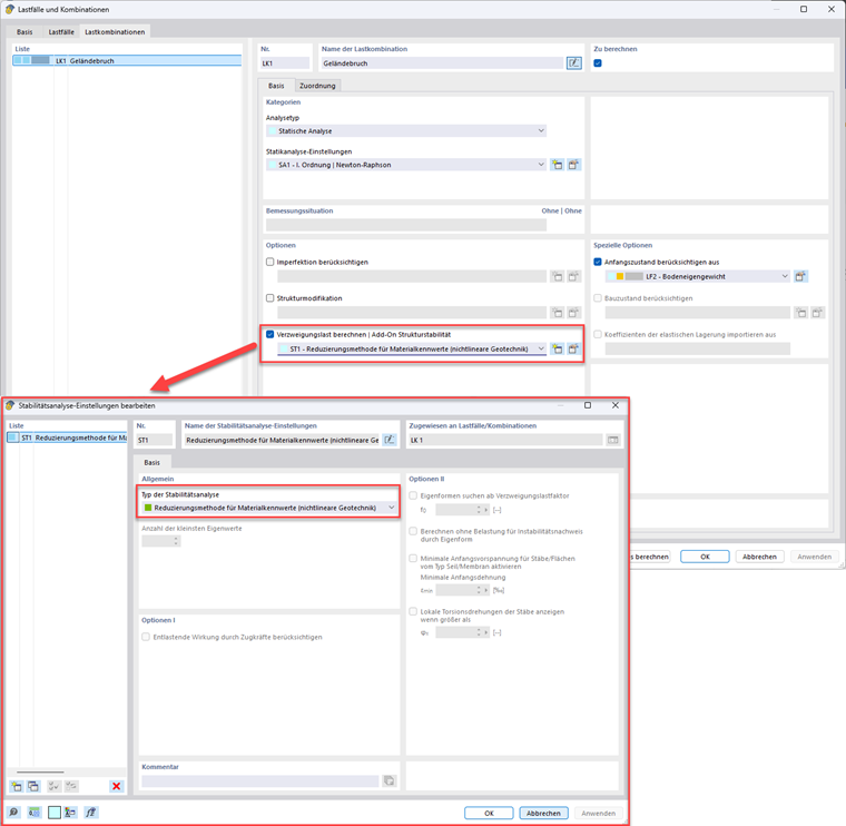 Geotechnische Stabilitätsanalyse - Standsicherheit/Geländebruch