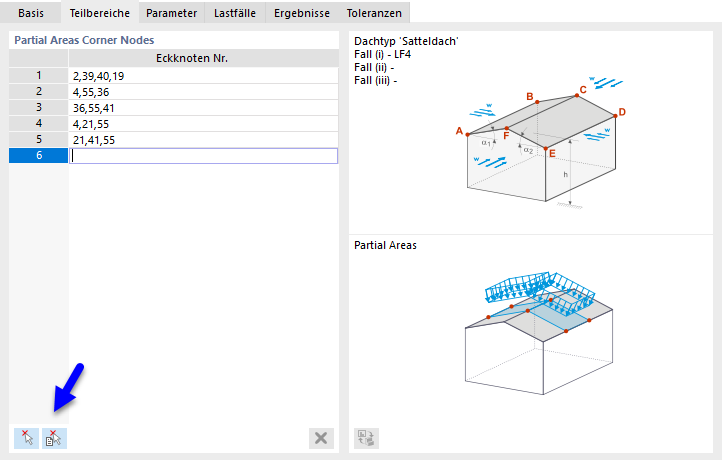 Teilbereiche der Windlast festlegen