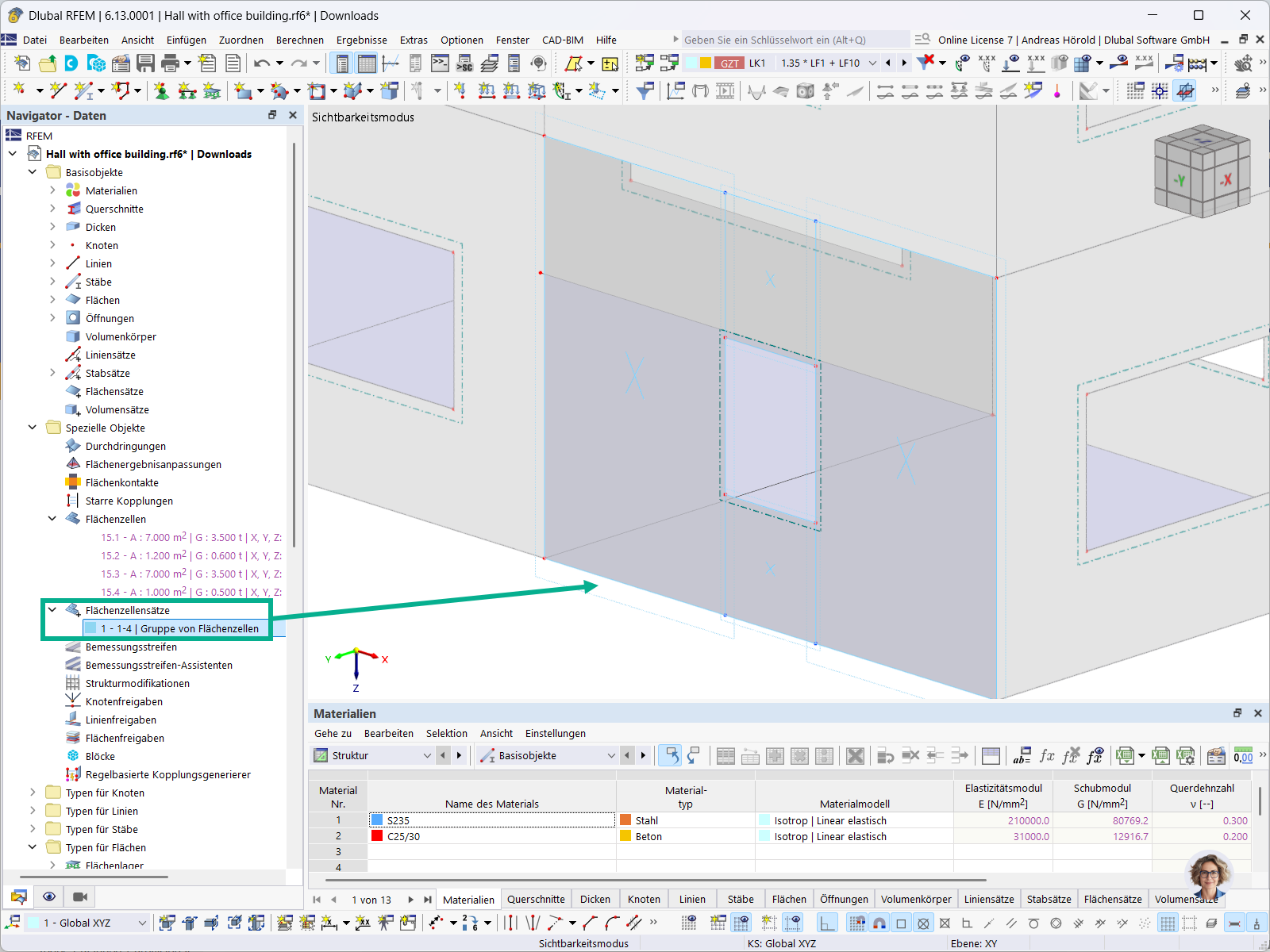 Flächenzellensätze in RFEM für die Gruppierung von Flächenzellen.