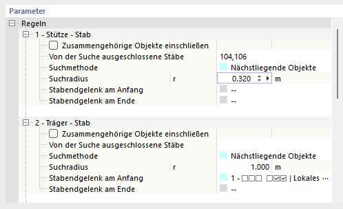 Parameter der Regeln definieren