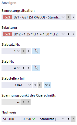 Anzeigeeinstellung für Nachweisdetails