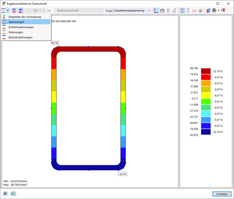 Spannungen im Querschnitt darstellen