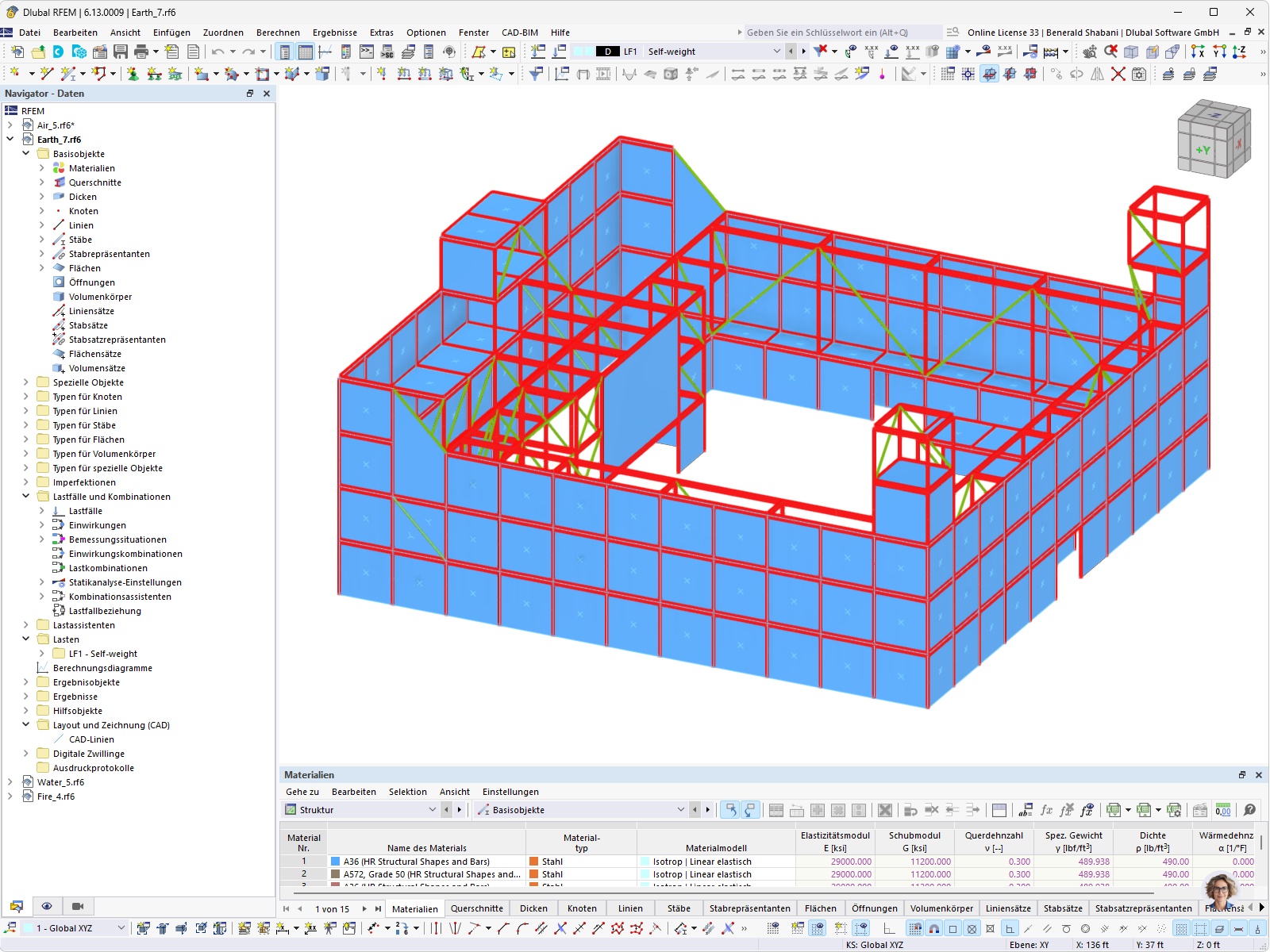 Stahlkonstruktion im Earth-Level von Bent on Destruction, dargestellt in RFEM, fotografiert von Impulse Control.