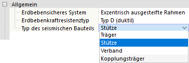 Typ des seismischen Bauteils auswählen