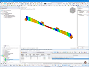 Darstellung der Eigenform - Ausweichen des Obergurtes unter Berücksichtigung der seitlichen Halterungen in den Drittelspunkten