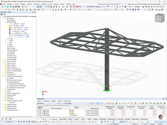 RFEM-Modell einer Stahlkonstruktion für eine Ladestation, zeigt strukturelle Details.