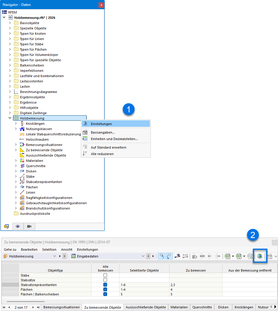 Dialog 'Globale Einstellungen' aufrufen