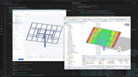 Visualisierung einer Solartracker-Struktur in RFEM 6 mit API- und Python-Skript-Integration.