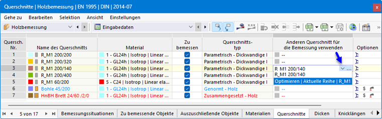 Querschnitt optimieren