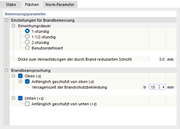 Register 'Flächen' für Brandschutzkonfiguration nach NDS