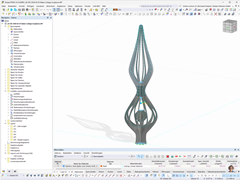 Stahlkonstruktion im RFEM-Modell dargestellt, veranschaulicht die Strukturdetails des Kunstwerks.