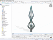 Stahlkonstruktion im RFEM-Modell dargestellt, veranschaulicht die Strukturdetails des Kunstwerks.
