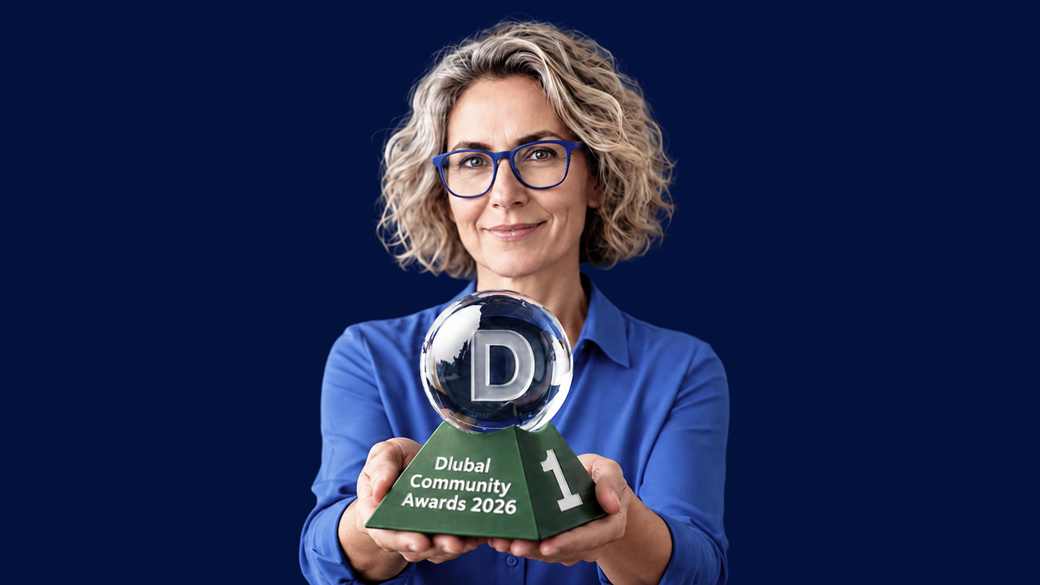 KI-Assistentin Mia von Dlubal, ausgezeichnet mit einem Community-Awards-Badge, steht für Innovation und Exzellenz bei Ingenieurlösungen.