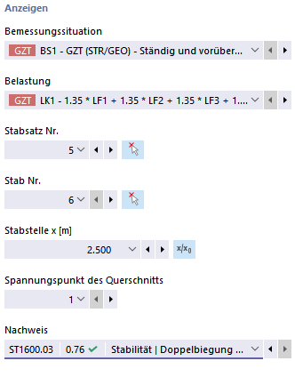 Anzeigeeinstellung für Nachweisdetails