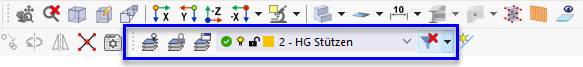 Symbolleiste mit Funktionen für Layer