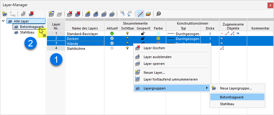 Layer einer Layergruppe zuweisen