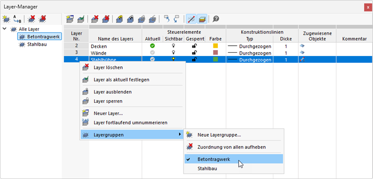 Layer aus Layergruppe entfernen