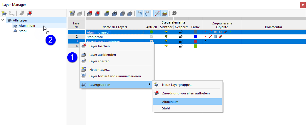 Layer einer Layergruppe zuweisen