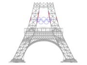 The Olympic rings on the Eiffel Tower