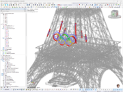 Verformungsbild der Olympischen Ringe am Eiffelturm unter Belastung in RFEM