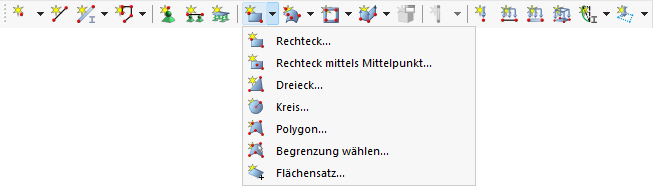 Ebene Fläche grafisch über Optionen der Listenschaltfläche definieren