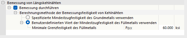 Bemessung von Längskehlnähten für AISC 360