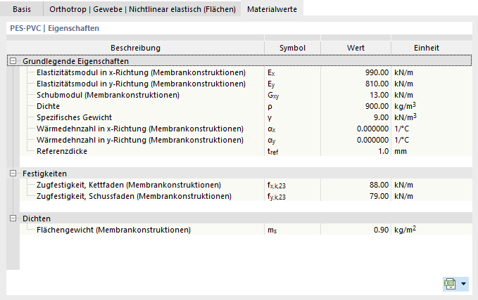 Register 'Materialwerte'