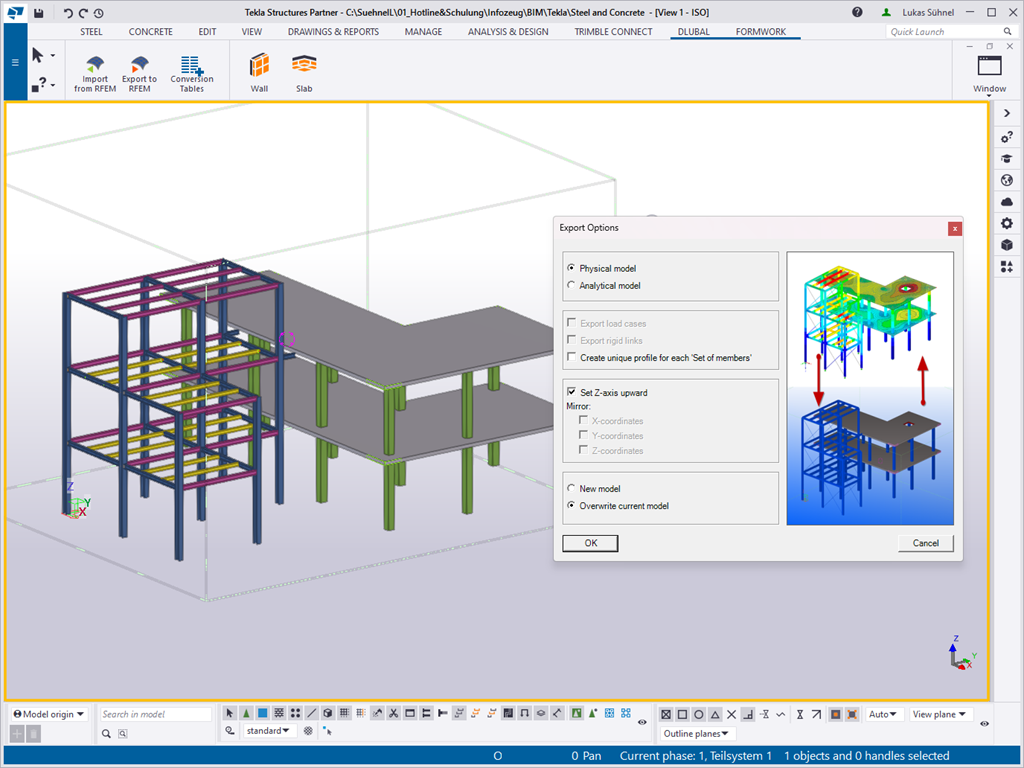 Transfer of Physical Model from Tekla Structures to RFEM