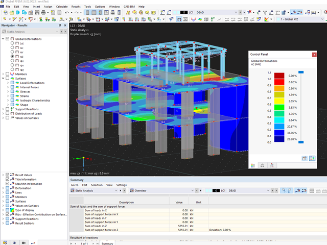 Structural Analysis Model in RFEM with Calculation Results