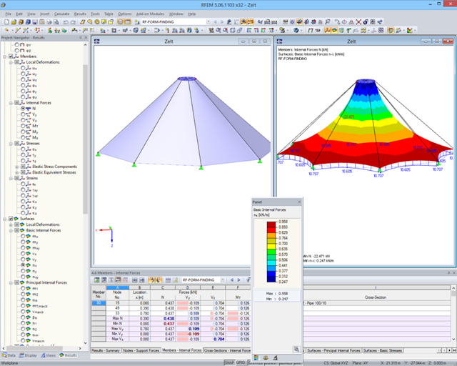 Tent Structure Before and After Form-Finding in RFEM