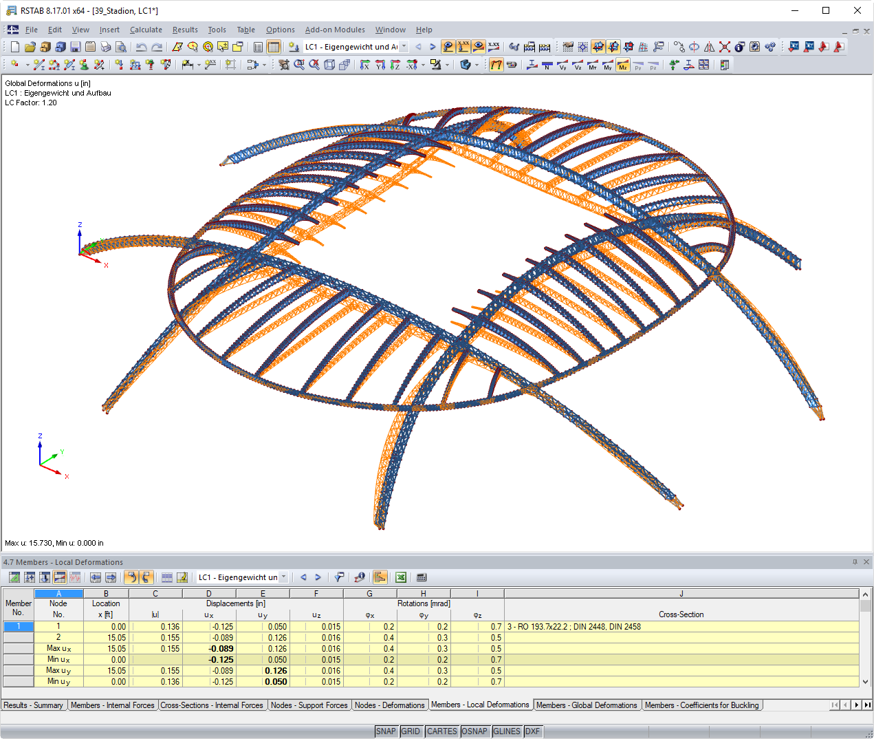 Deformations of Stadium Roof (17,791 Members)