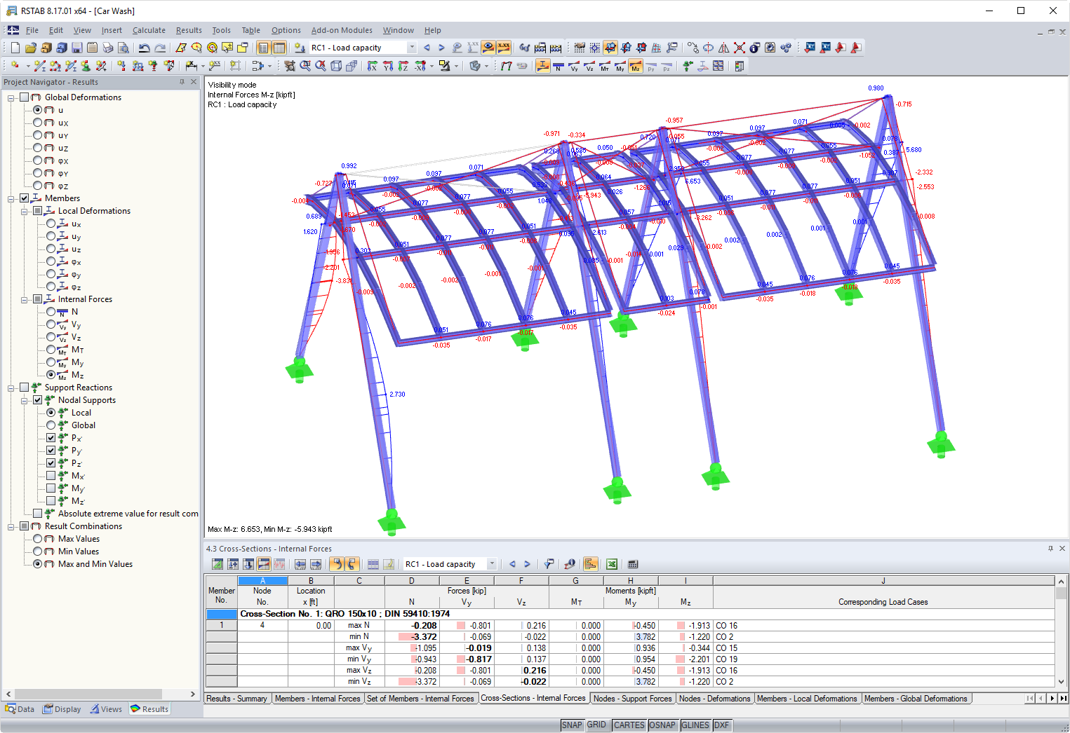 Internal Forces of Steel Roof Structure