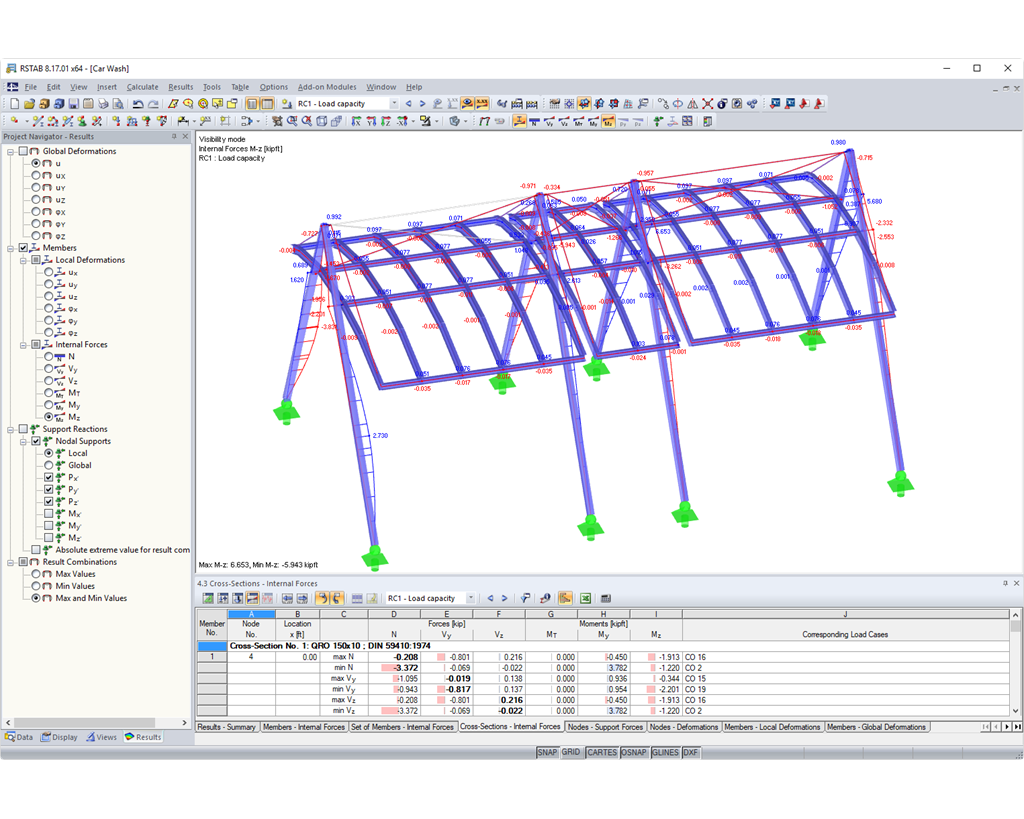 Internal Forces of Steel Roof Structure