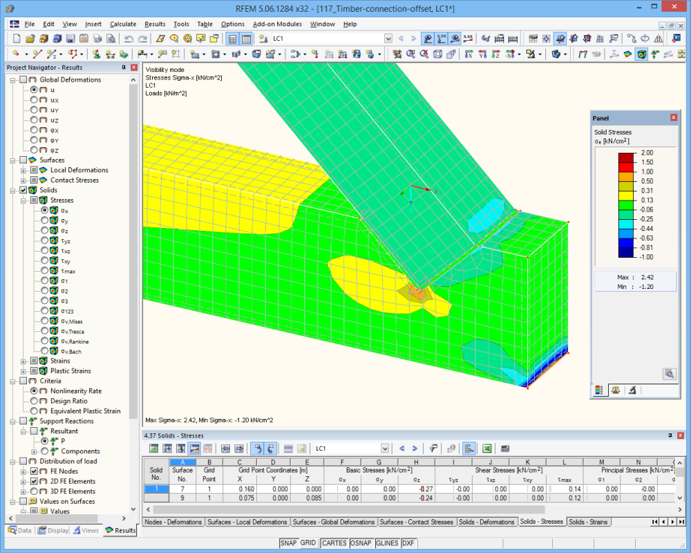 Timber Connection Offset - Solid Stresses
