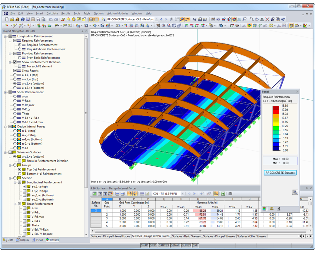 Required Reinforcement According to Eurocode 2 in RFEM