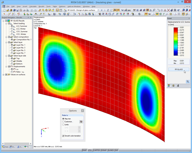 Results in RFEM Graphic - Displacements