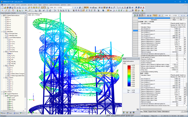 Deformations of Entire Structure on RFEM Model