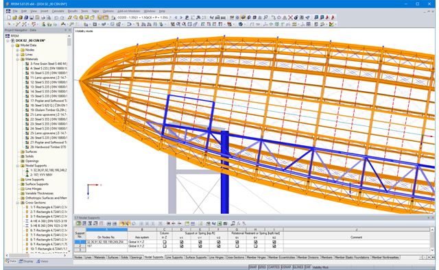 Longitudinal View of Zeppelin Structure in RFEM