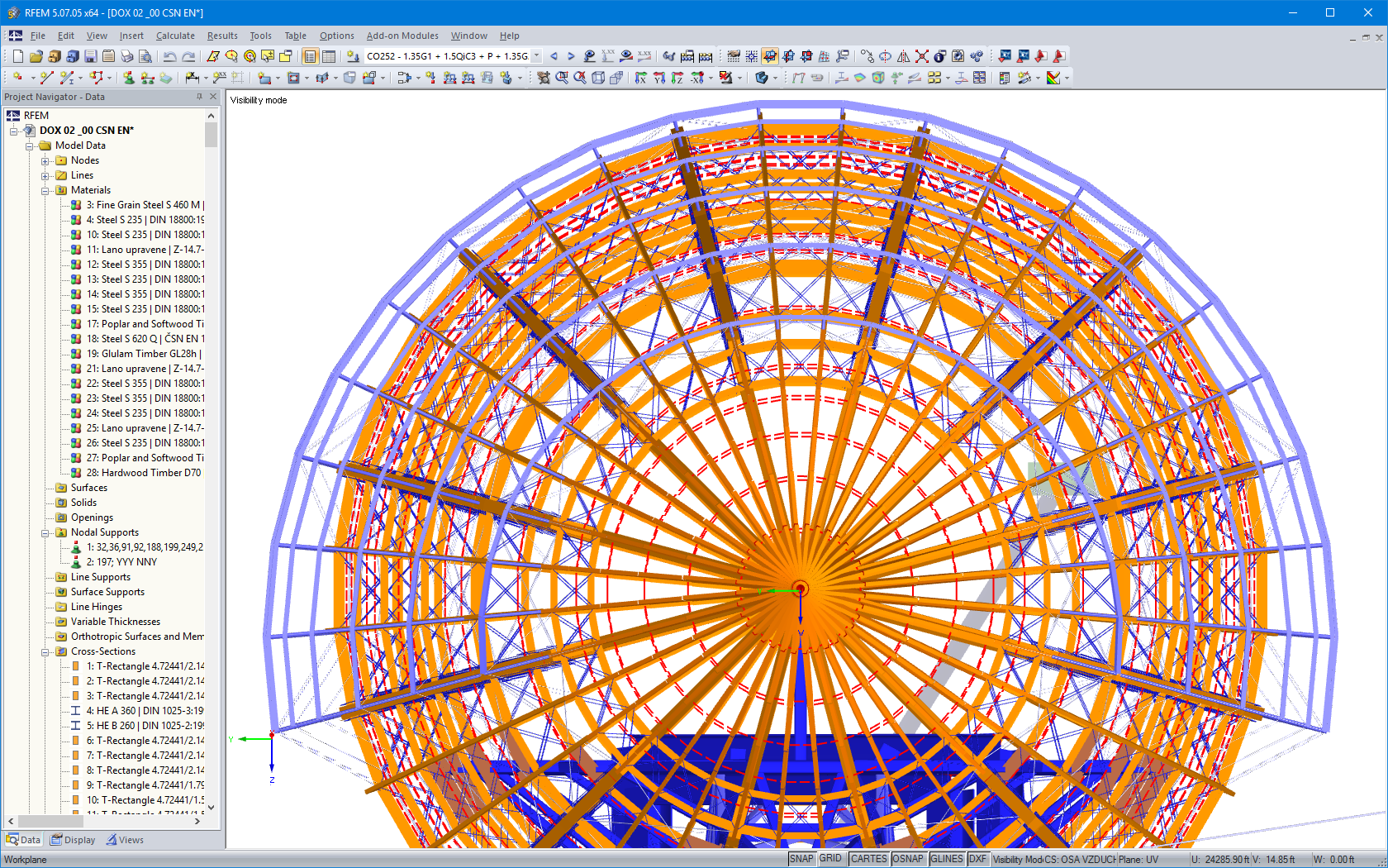 Front View of Zeppelin Structure in RFEM