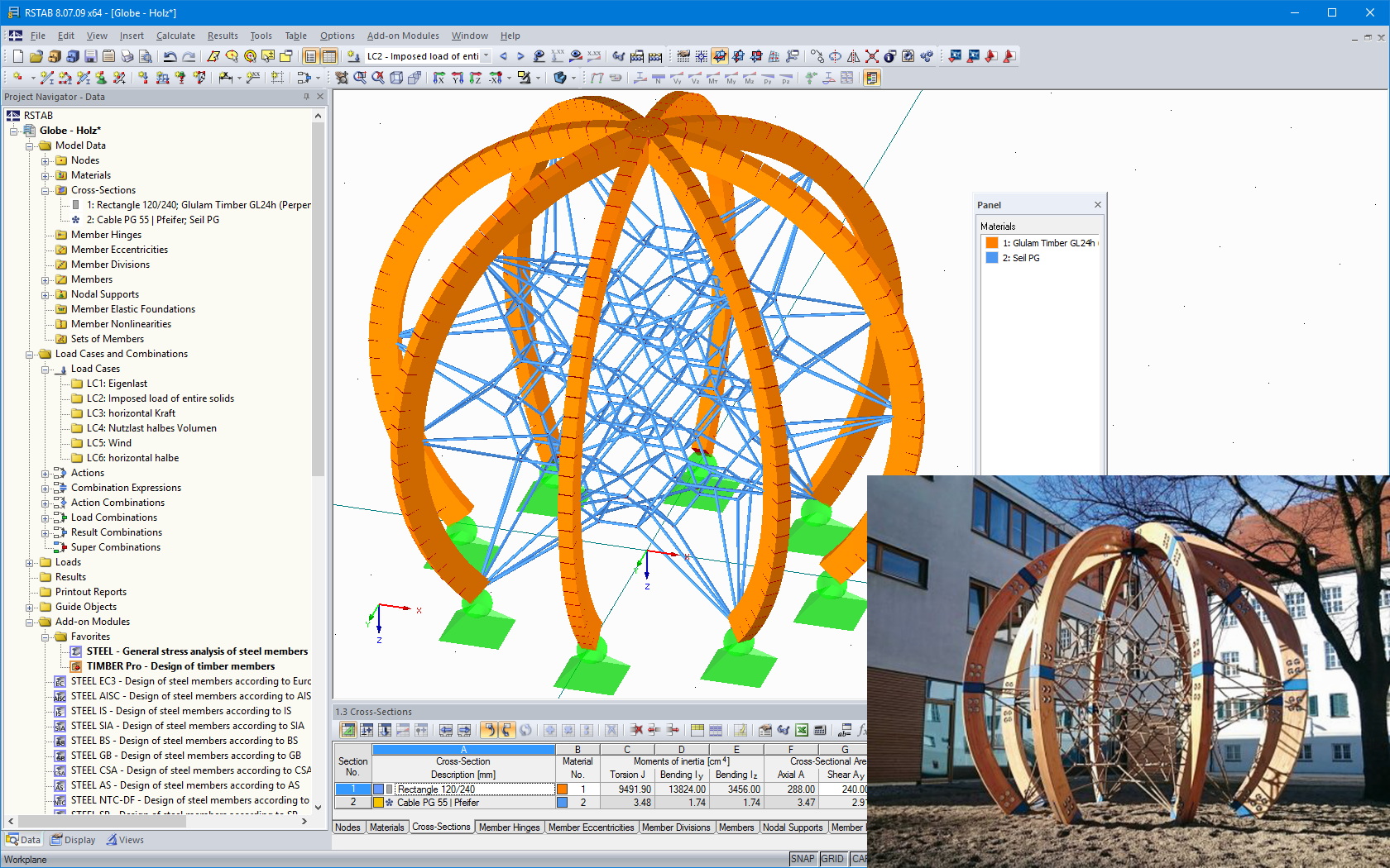 3D Model and Photo of Rope Play Equipment "Globe" (© screenshot: Dipl.-Des. Heinz Bornemann, Bad Bentheim/© picture: Berliner Seilfabrik)