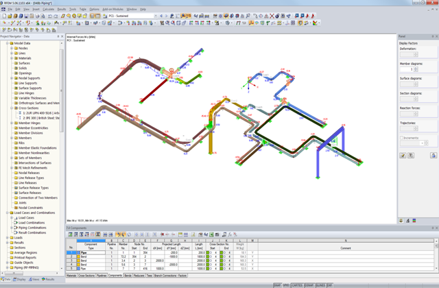 Model of Piping System Including Support Structure in RFEM