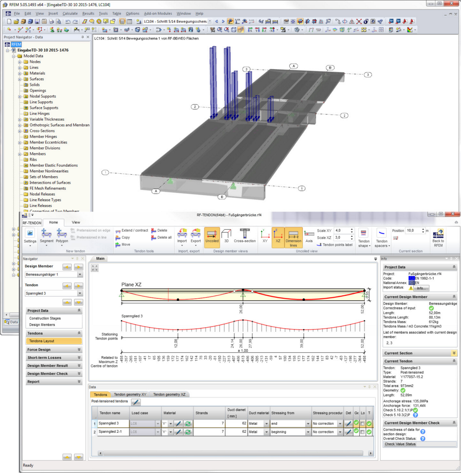 Design of 2-Span Bridge with RFEM, Definition of Tendon Geometry in RF-TENDON