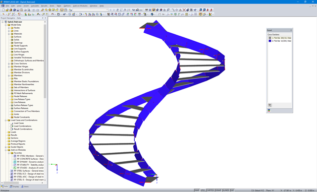 Generated Spiral Staircase in RFEM