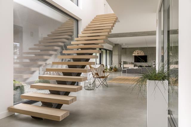 Steel Staircase with Wooden Steps