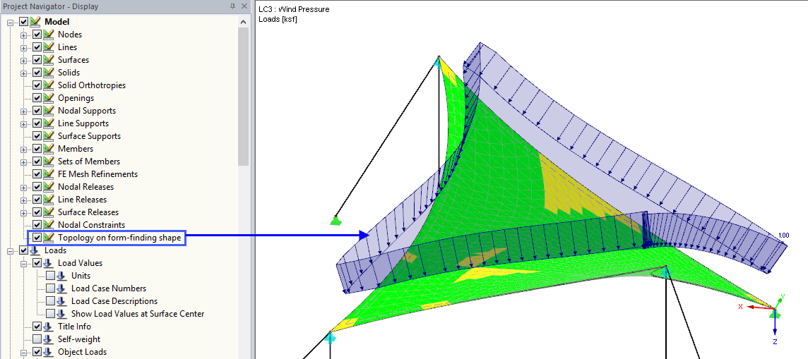 Activated Display Option: Topology on Form-Finding Form