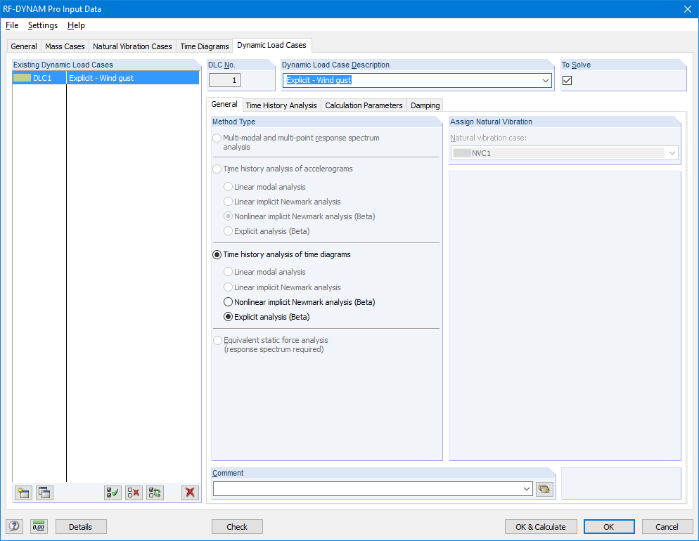 Selecting Nonlinear Analysis in RF -DYNAM Pro - Nonlinear Time History