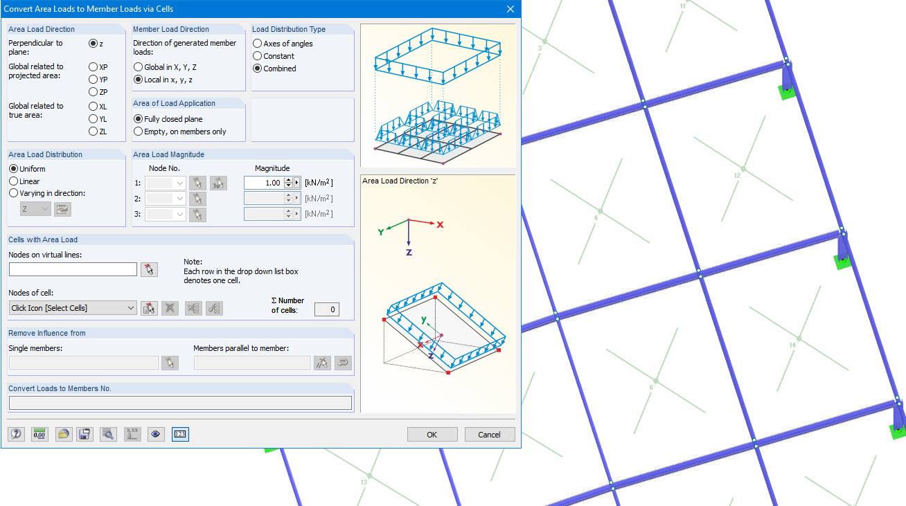 Converting Surface Loads to Member Loads via Cells