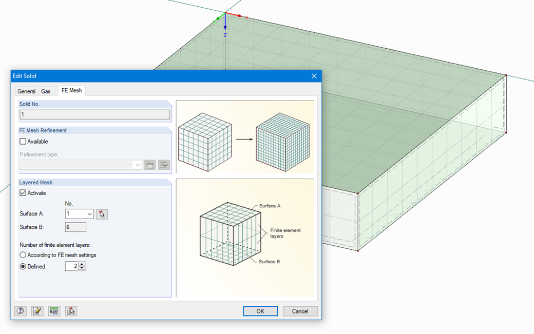 Defining 2 FE Mesh Layers for One Gas Solid