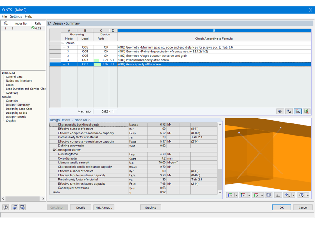 Result Output in Table Form
